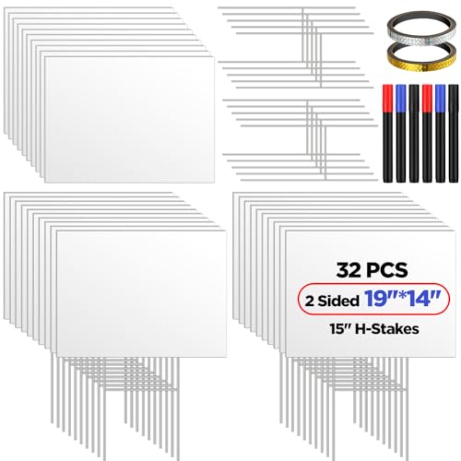 Yard Sign Blank - 32 Pack Blank Yard Signs with