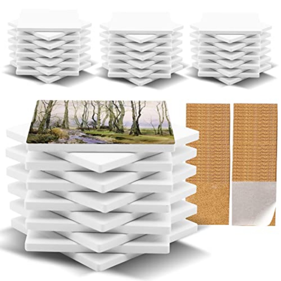 Ceramic Tile Blank - 48 Pack Sublimation Blanks Coasters Bulk