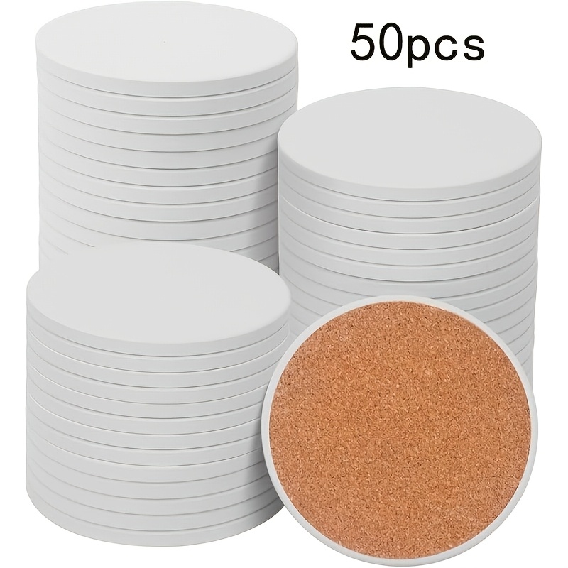 Ceramic Tile Blank - 50-Pack 4-Inch Round Blank Ceramic Coasters