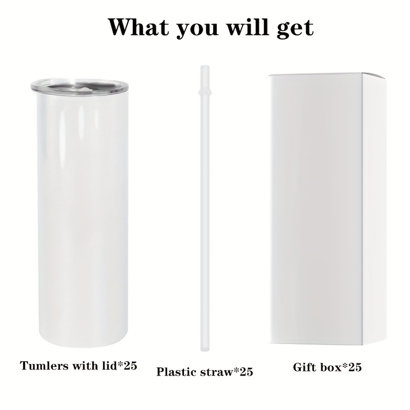 25pcs 20oz Straight Stainless  - огляд і ціна Tumbler 20Oz White