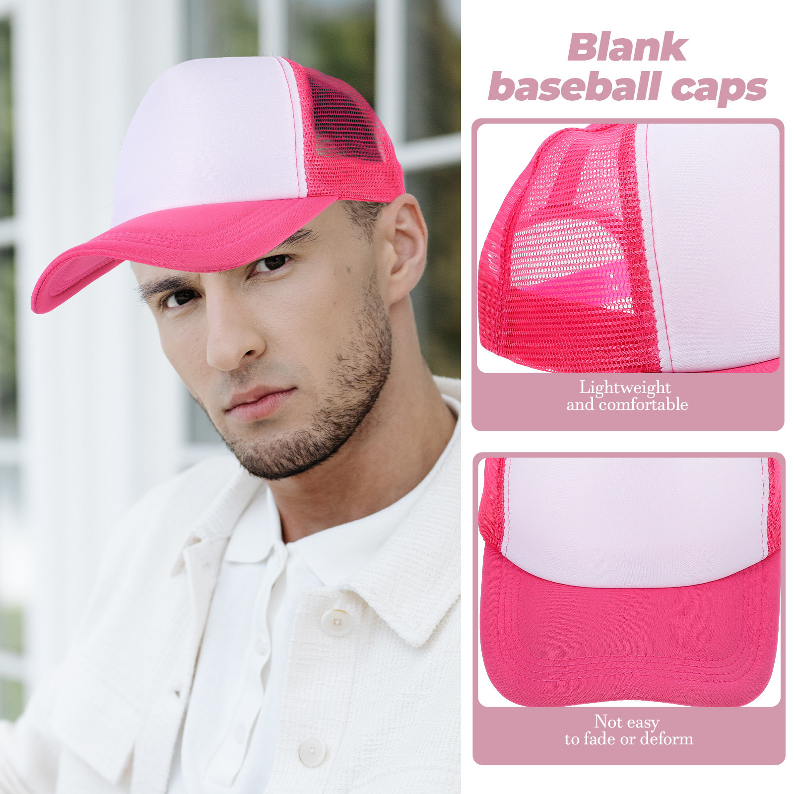 10Pcs Blank Baseball Hat Mesh  - огляд і ціна Hat Sublimation Blank