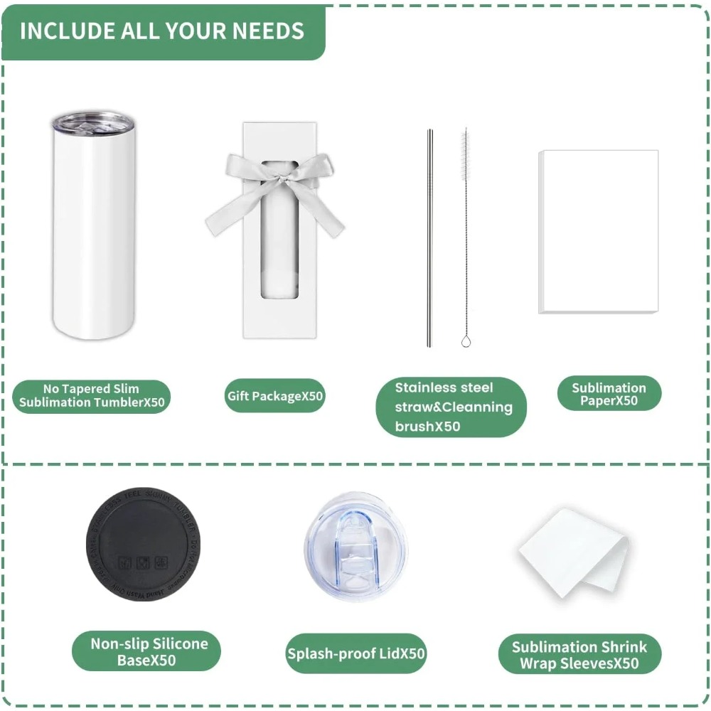 Accessorie 50 Pack Sublimation - огляд і ціна Tumbler 20Oz White