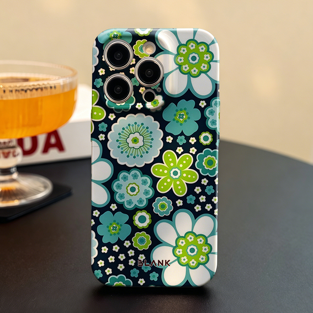 Blue and Green Floral Print Fo - огляд і ціна Phone Case Blank Print