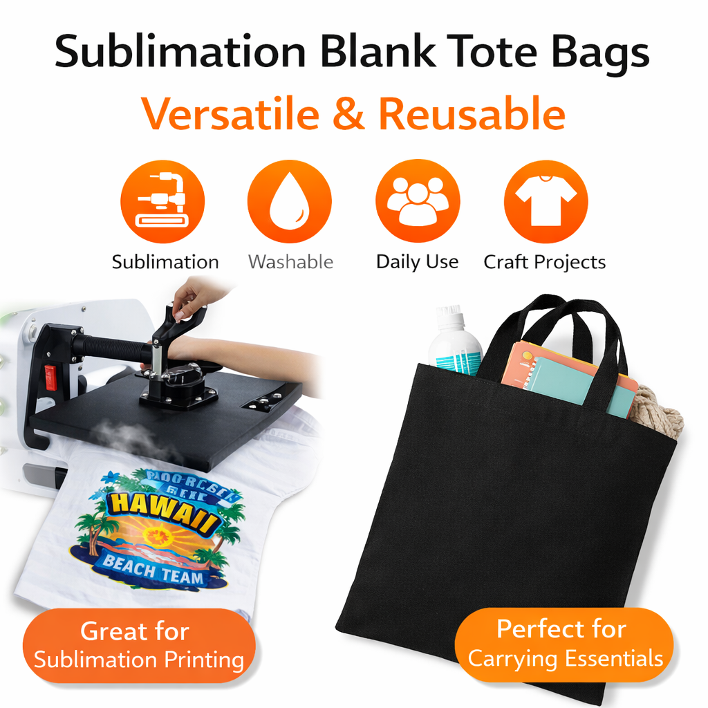 6pcs Black Sublimation Tote Ba - огляд і ціна Tote Bag Sublimation