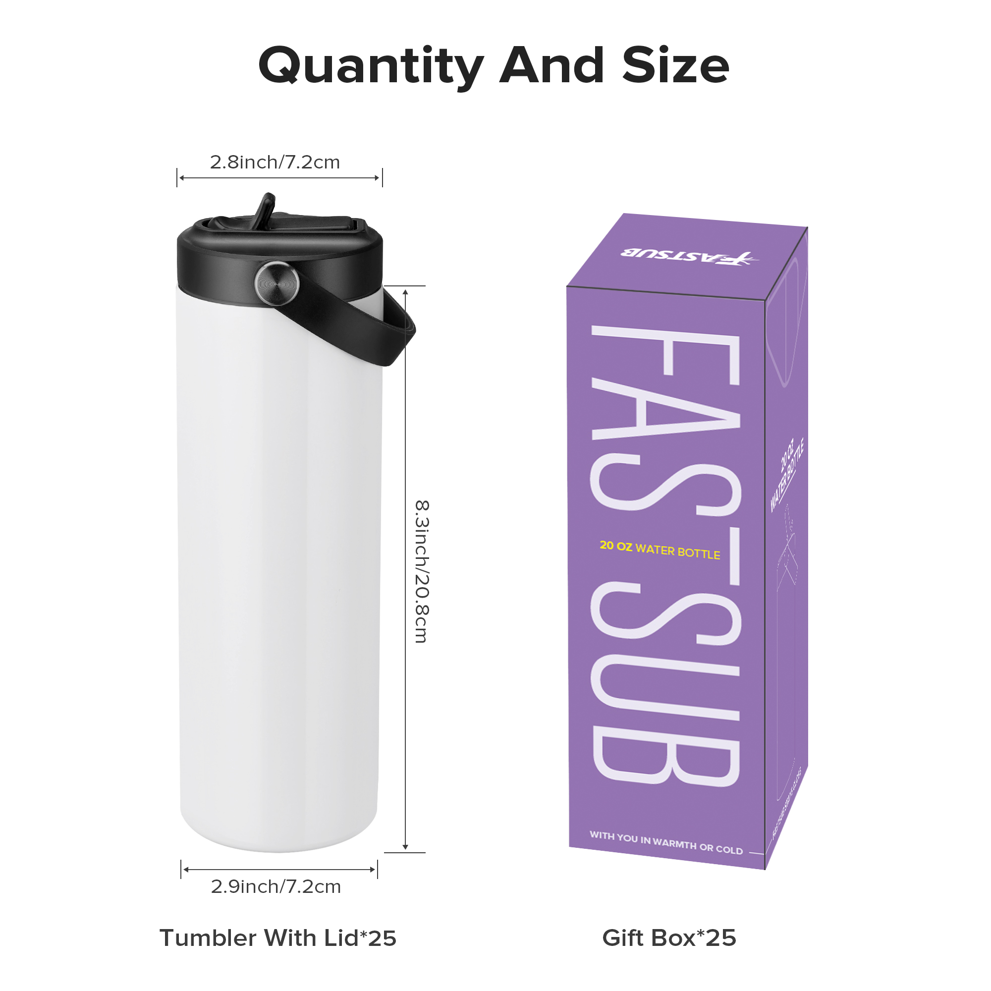 12/25 Pack 20OZ Sublimation Bl - огляд і ціна Water Bottle Blank